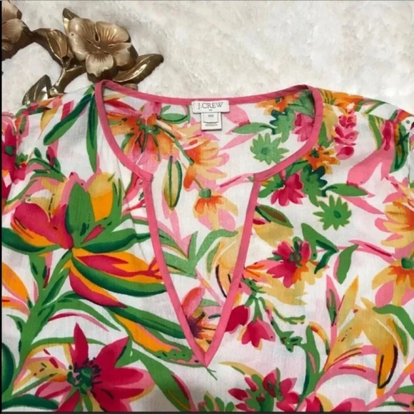 J. Crew Floral Print Vneck Tunic Size XXS - Picture 2 of 6